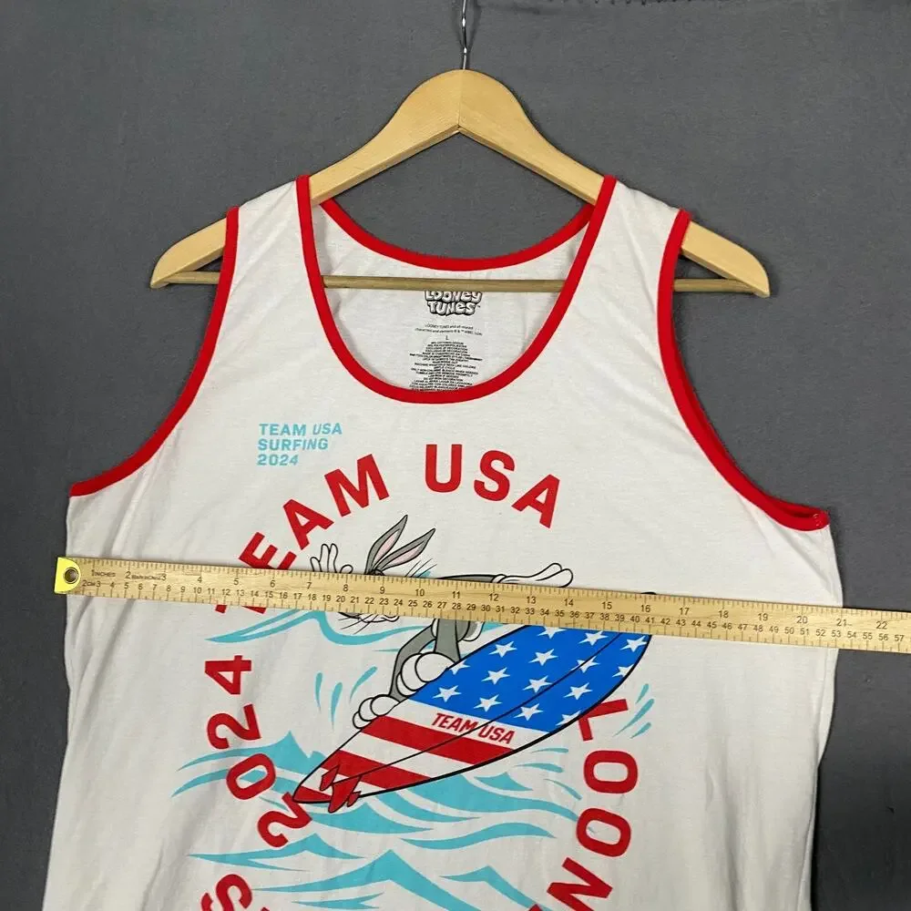Looney Tunes Patriotic x Olympics Tank Top Men's Large Bugs Bunny USA Surfing - Picture 5 of 10